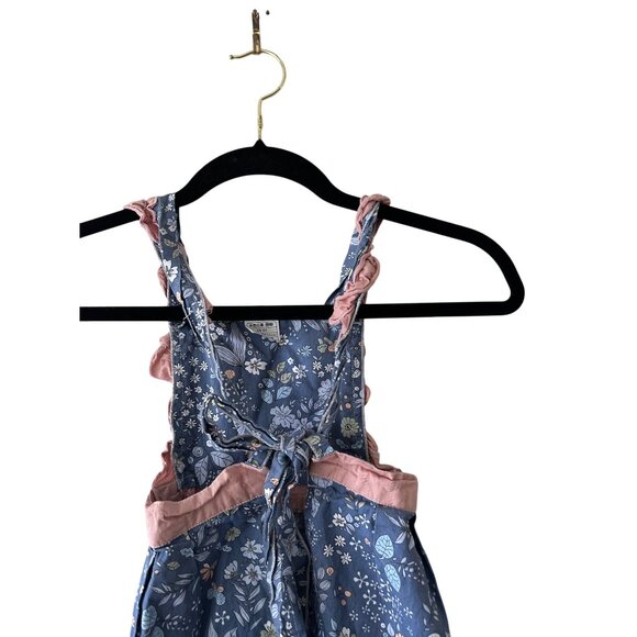 Vintage-Inspired Girls Apron Dress Ruffle Straps Floral Adjustable Mini Chef - Picture 6 of 8